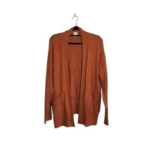 a new day Cardigan Solid Orange Pocket Open Front Tight Knit Medium Women’s